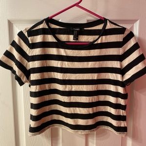 Forever 21 black and white striped crop top